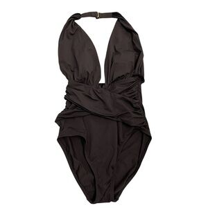 La Blanca Chocolate Brown One Piece Ruched Swimsuit Size 8